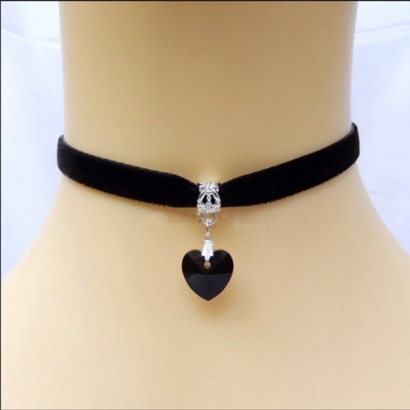 BOGO Sale!! 2 Gothic Crystal Heart Pendant Chokers - Picture 4 of 8